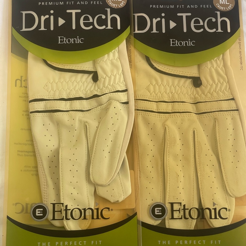 Bundle of 2 ETONIC DRI TECH Leather GOLF GLOVE Men's Cadet Left Medium ML